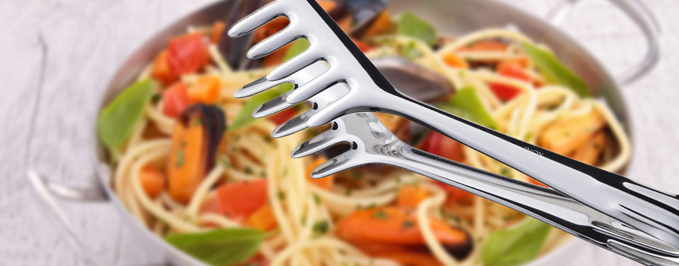 Piazza Stainless-Steel Pasta Tongs